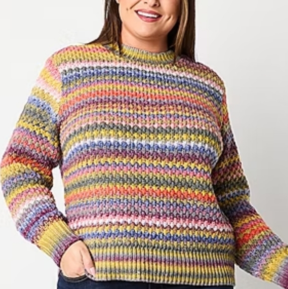 St. John's Bay Sweaters - St. John's Bay Rainbow Striped Women's Crewneck Sweater New! Size Small
